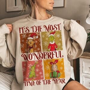 Retro Grnicmas Christmas Grinc Wonderful Time Wonderfull Time Sweatshirt